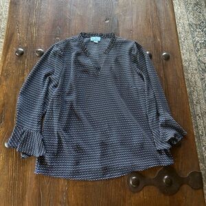 CeCe Black and White Polka Dot Blouse